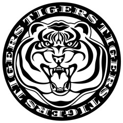 Vector illustration of tiger cat head. Tattoo style