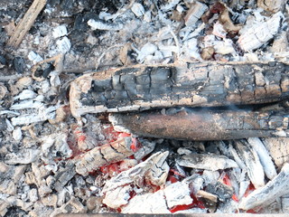 bonfire with smoldering coals