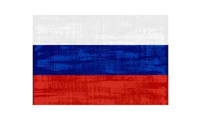 Russia flag isolated on white background. Vector illustration in grunge style.