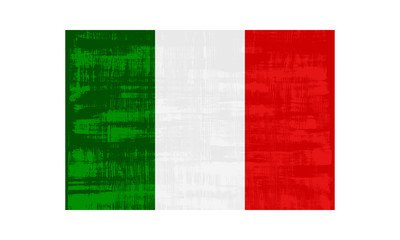 Italy flag isolated on white background. Vector illustration in grunge style.