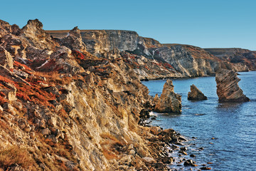 Amazing landscape with sea and rocks Crimea