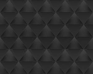3d rendering. Seamless Black Triangular shape pattern wall background.