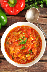 Hungarian traditional food, Letcho in white bowl