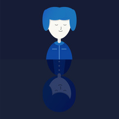 Character of love couple. Vector design in gradient flat style isolated on dark blue background.