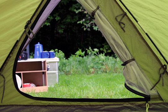 Blick aus dem Camping Zelt