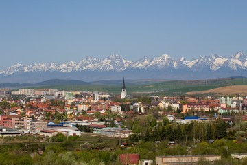 Spissk&aacute; Nova Ves city and High Tatras National park in the background