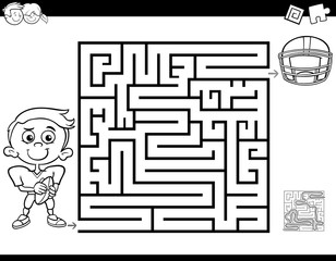 maze color book with boy and football