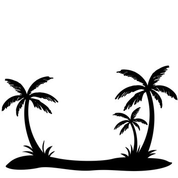 Palm trees silhouette with blank space
