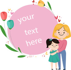 Lovely mother day background flat design floral frame