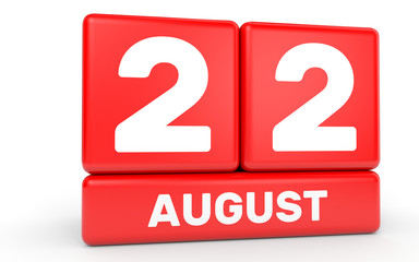 August 22. Calendar on white background.