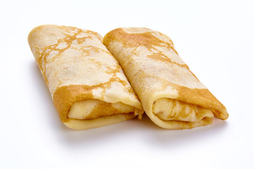 pancakes with cheese are isolated on a white background