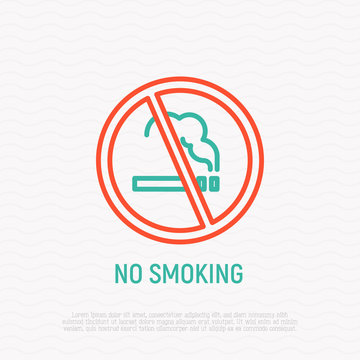 Prohibition sign: no smoking thin line icon. Modern vector illustration.