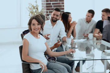 Fototapeta premium group of young employees discussing ideas