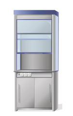 metal cabinet with glass doors