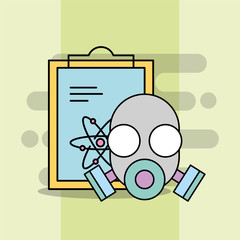 laboratory toxic mask and clipboard equipment vector illustration