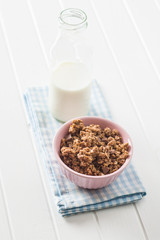 The chocolate granola breakfast cereals.