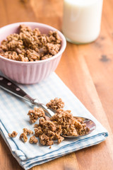 The chocolate granola breakfast cereals.