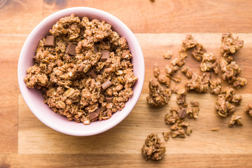 The chocolate granola breakfast cereals.