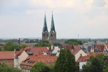 Fototapeta premium Blick auf Quedlinburg, UNESCO Weltkulturerbestadt, Harz, Deutschland
