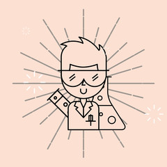 scientist man cartoon science laboratory vector illustration