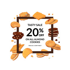 Vector frame with cartoon cookies