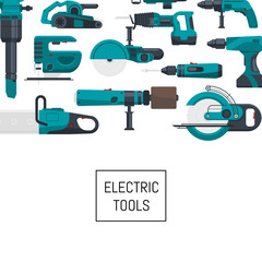 Vector background with electric construction tools