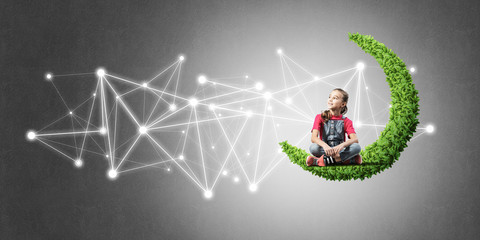 Idea of children Internet communication or online playing and pa