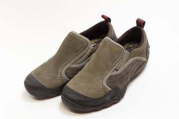 Pair of Slip on Shoes on White Background