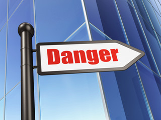 Safety concept: sign Danger on Building background, 3D rendering