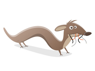 funny cartoon marten with electric wire in its mouth