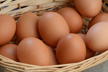 Basket of brown eggs