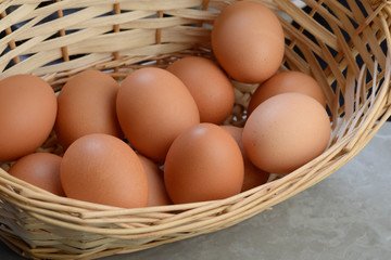 brown eggs in basket