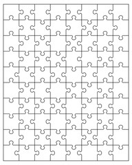 Illustration of separate parts of white puzzle