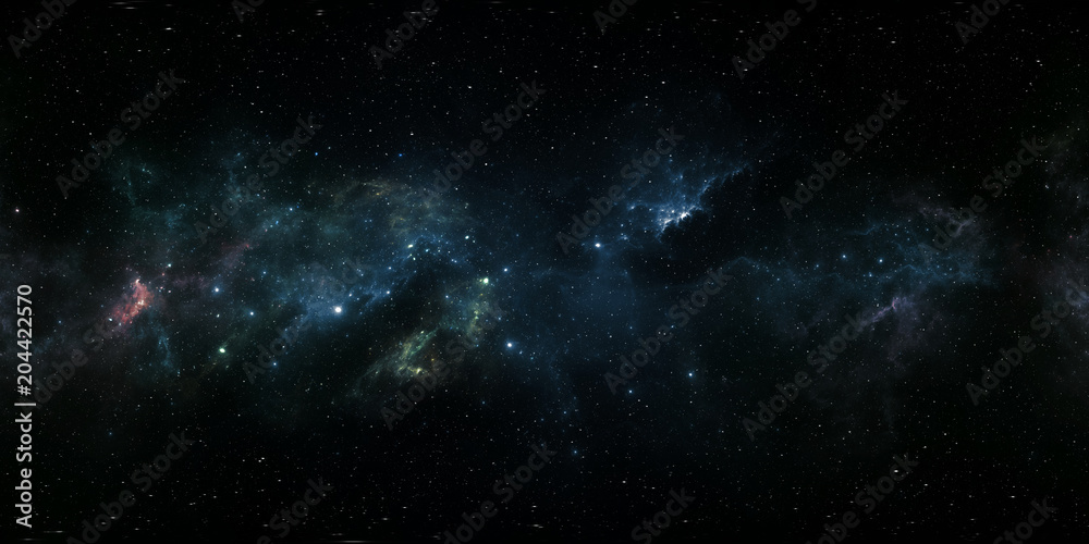 Wall mural 360 degree space nebula panorama, equirectangular projection, environment map. hdri spherical panora
