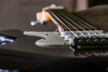 looking down electric guitar strings