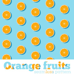 Seamless pattern with fresh oranges