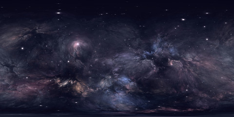 360 degree space nebula panorama, equirectangular projection, environment map. HDRI spherical panorama. Space background with nebula and stars. © Peter Jurik