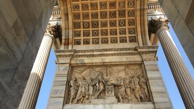 Arch of Peace ( Arco della Pace) in Sempione Park, Milan, Italy. Originally called the Arch of Triumph, it was built in the early 19th century to honor Napoleons victories