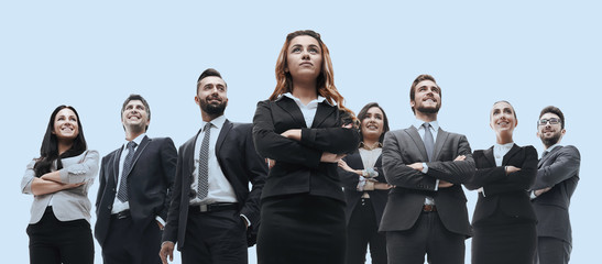 happy successful business team isolated on white background