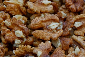 natural texture from the grain of small brown walnuts