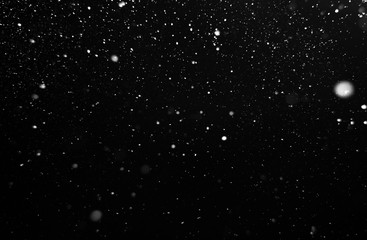 snow on black background, white spots on black