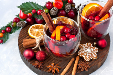 Christmas hot drink in glass