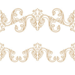 Golden vintage baroque ornament, corner. Retro pattern antique style acanthus. Decorative design element filigree calligraphy vector. - stock vector