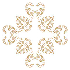 Golden vintage baroque ornament, corner. Retro pattern antique style acanthus. Decorative design element filigree calligraphy vector. - stock vector