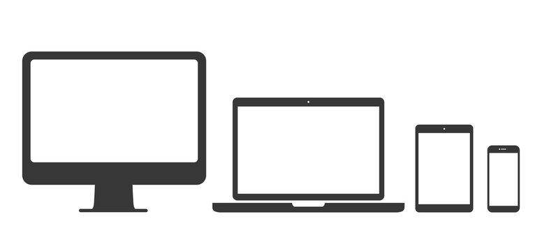 Set of device icon. Computer, laptop, tablet pc and phone set. Vector