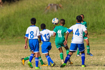 Football Soccer Junior Players Ball Action