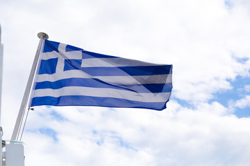 greek flag clouds sky for background