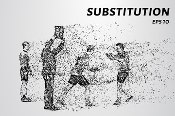 The substitution of a player by the wind tearing of the particles. Substitution consists of circles and dots.