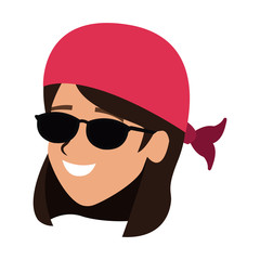 Happy young woman face vector illustration graphic design