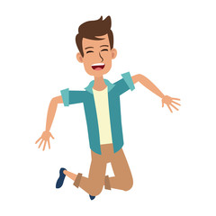 Happy young man jumping vector illustration graphic design